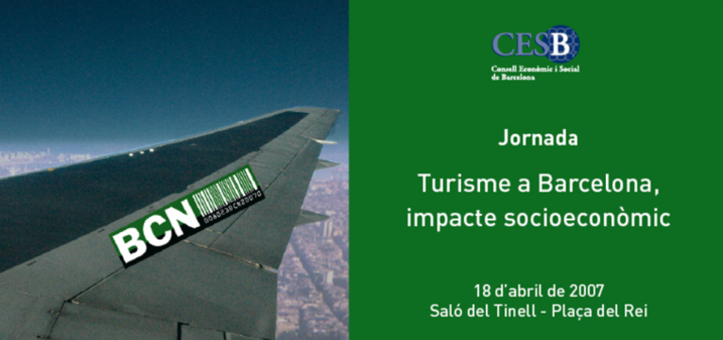 Cartell Jornada Turisme a Barcelona, impacte socioeconòmic