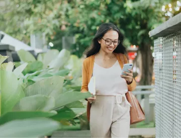 Girl looking at her smartphone