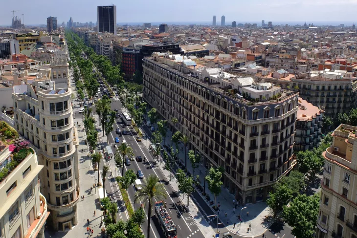 Aerial view of Diagonal Avenue in Barcelona