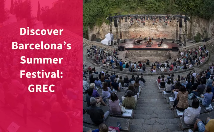 Audience attending a show at the Teatre Grec amphitheater