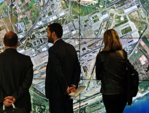 Screen showing a map of Barcelona at the Business Support Office