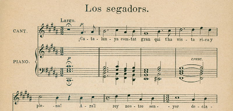Partitura de la versió dels Segadors musicada per Francesc Alió.