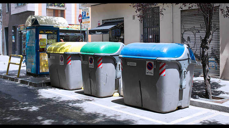 Containers for cardboard and paper, glass and plastic waste