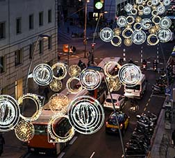 Street with Christmas lights